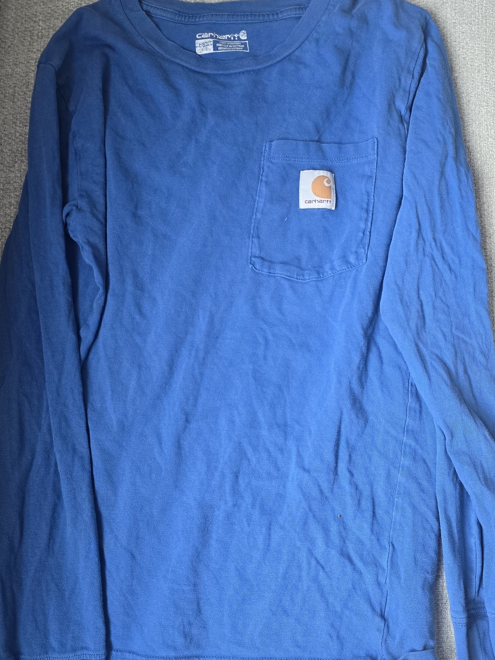 Youth Carhartt Long-Sleeve Pocket Tee - Blue, Size L (14/16)